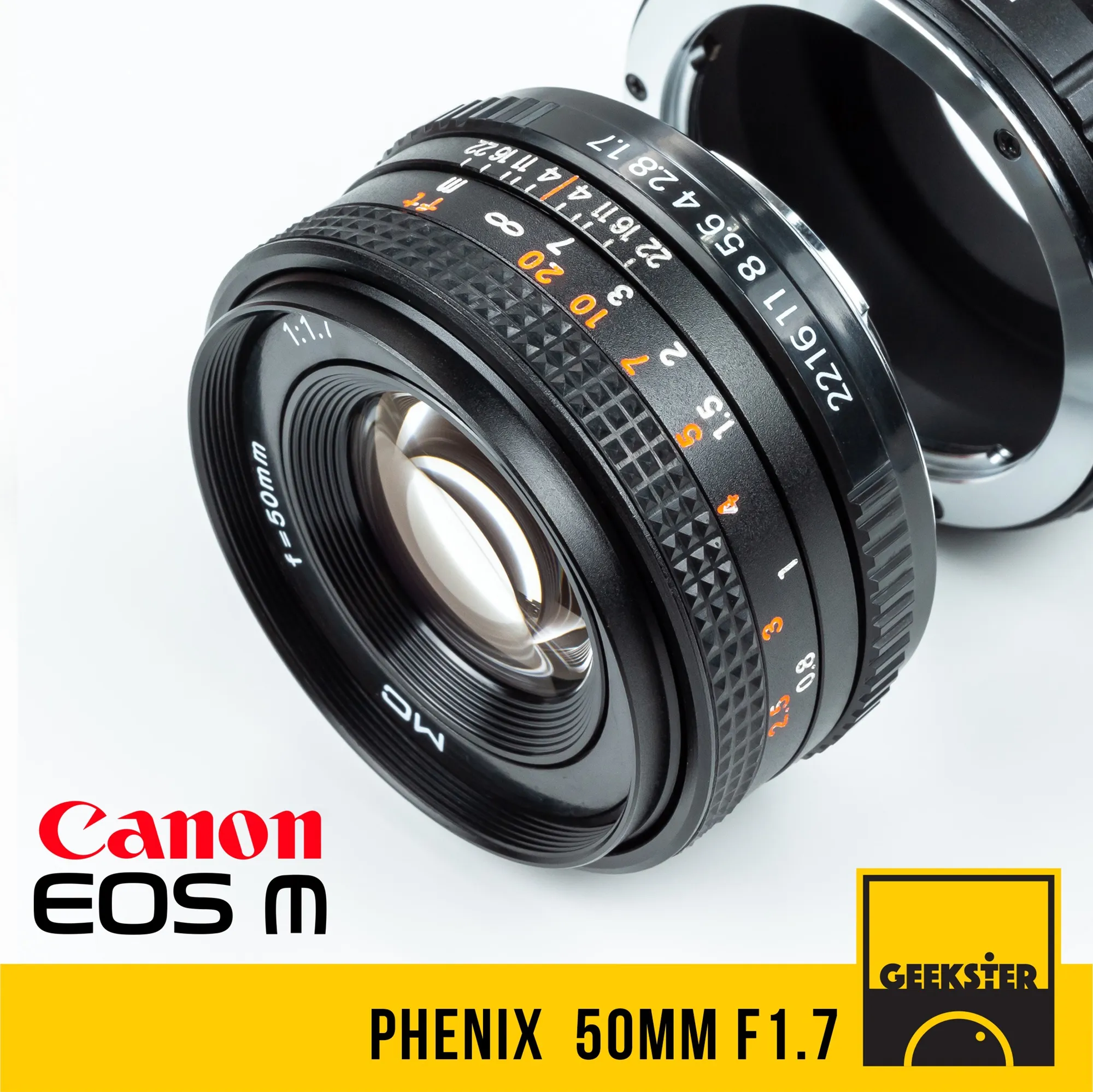 Phenix 50 mm F1.7 ✨ เลนส์ Full Frame เลนส์มือหมุน สำหรับใส่กล้อง Canon EOS M Mirrorless ได้ทุกรุ่น ( เลนส์หลังละลาย ) ( เลนส์ หน้าชัดหลังเบลอ ) ( สำหรับ กล้อง แคนนอน ) ( เมาท์ EOS M ) ( EOS M Mount ) ( 50mm 1.7 ) ( Geekster )