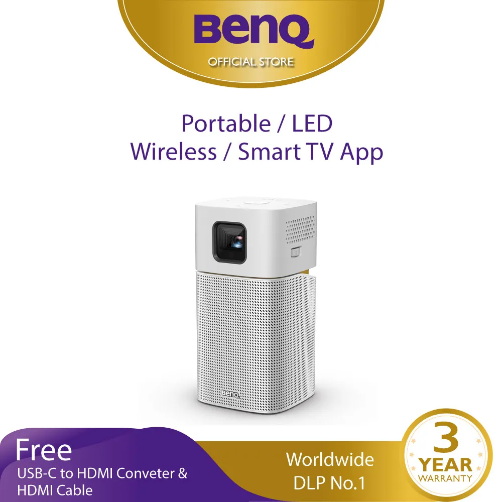 BenQ GV1 Mini Projector Battery Wi-Fi and Bluetooth Speaker (โปรเจคเตอร์พกพา, โปรเจคเตอร์ wifi, มินิโปรเจคเตอร์)