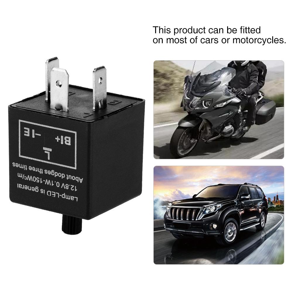 【มีของพร้อมส่ง】COD 12V 3 Pin Adjustable LED Light Flasher Blinker Relay Fix For Turn Signal Indicator