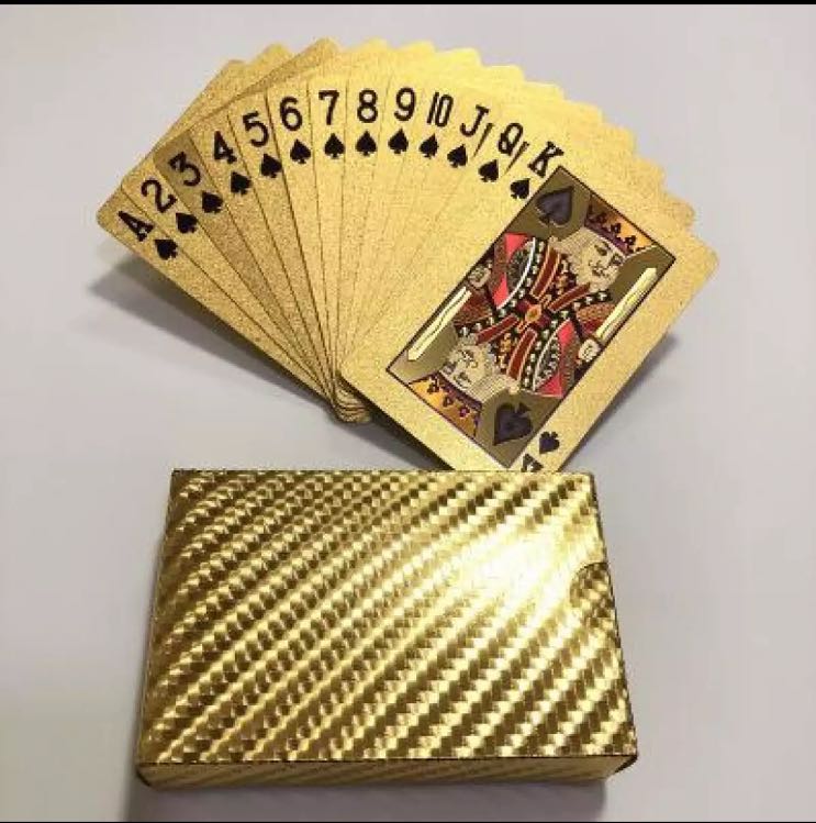 55pcs Gold Black Plastic PVC Poker Waterproof Magic Playing Cards Table Games