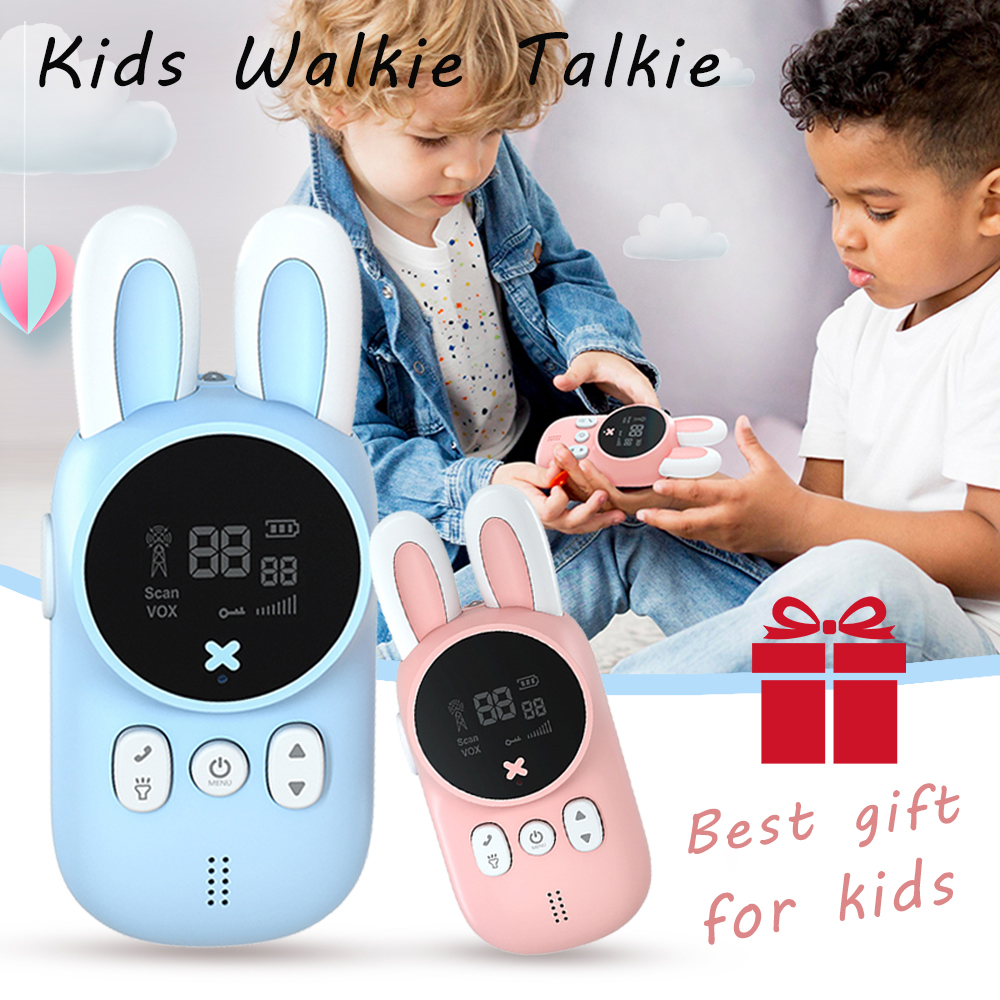 Mini Kids Walkie Talkie ของเล่นเด็กแบบพกพาวิทยุสองทาง 1-3 กม. Comunicador สำหรับตั้งแคมป์ / ครอบครัว / ของขวัญเด็กสไตล์กระต่ายน่ารัก