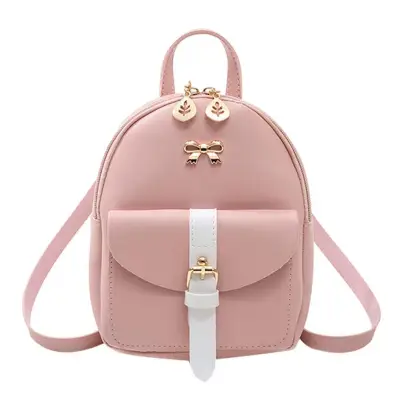 〔sunyueydeng〕Hit Color Bowknot Backpacks Women Small Shoulder PU Leather Crossbody Bags