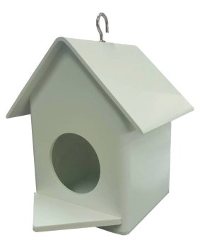 บ้านนก Vinyl +บ้านตกแต่งไวนิล(บ้านเดี่ยวจิ๋ว)+สีขาว+ ขนาด13.5 x 12 x 15.5 cm.