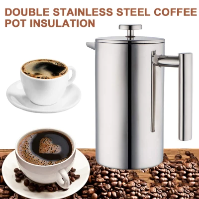 【พร้อมสต็อก】French Press เครื่องชงกาแฟ Double Wall Stainless Steel Coffee Maker Tea Pot เหยือกชงกาแฟ หม้อชากาแฟสด ที่ชงกาแฟสด หม้อชาแบบกดฝรั่งเศสพร้อมตัวกรอง 350มล 800มล