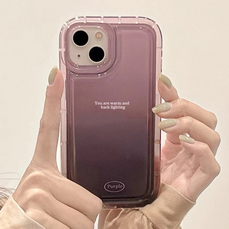 For IPhone 14 Pro Max IPhone Case Thickened TPU Soft Case Clear Case Airbag Shockproof Gradual Grape Purple Compatible with For 12 Pro Max