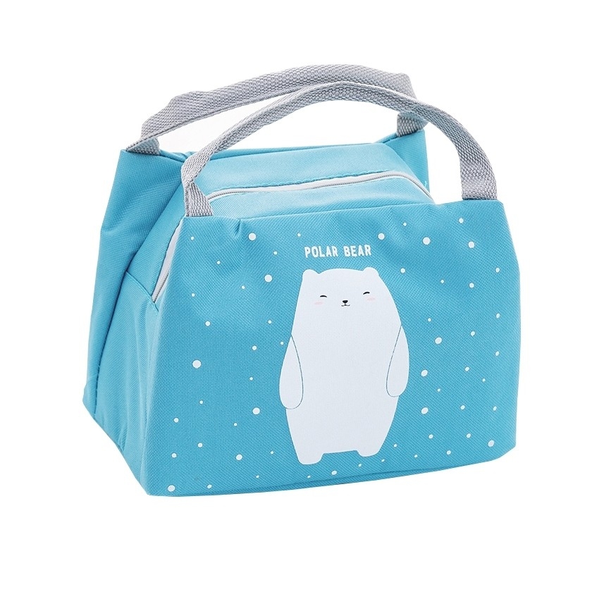 ThaiTeeMall - กระเป๋าถือ ถุงผ้าถนอมอาหาร เก็บความร้อน,ความเย็น แฟชั่น รุ่น LC-F3C1 สี Blue หมีขาว สี Blue หมีขาว