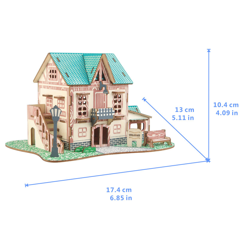 3D Wooden Puzzle Toys Jigsaw Architecture DIY Assembly Building House ...
