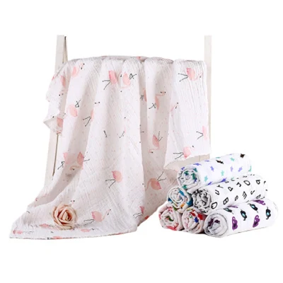 Newborn Muslin 100 Cotton Baby Swaddles Soft Blankets Bath Gauze Infant Wrap Sleepsack Stroller Cover Play Mat Big Diaper