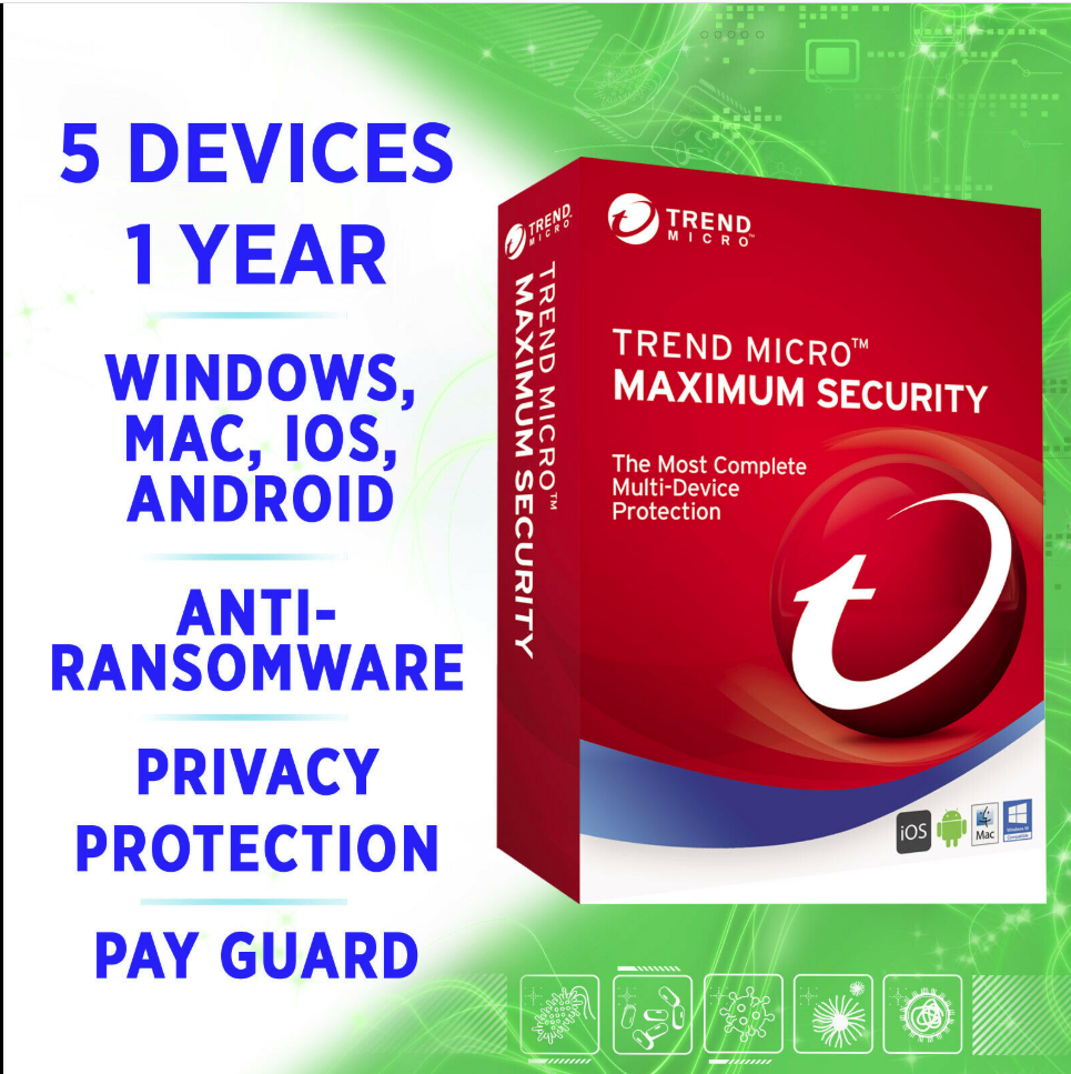 Trend Micro Maximum Security 5 devices 1 year 2020 GLOBAL KEY full edition