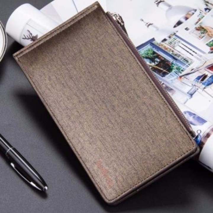 Baellerry กระเป๋าสตางค์ ผู้ชาย กระเป๋าเงิน กระเป๋าตัง บาง ทรงยาว Men Wallet Long Pattern PU Leather Wallet for Men - Gold