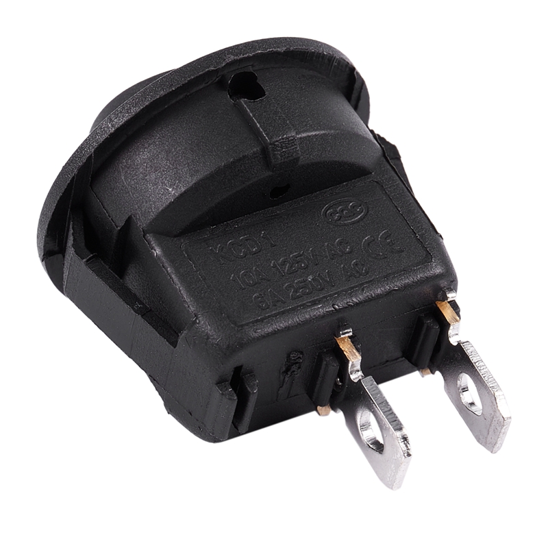 5Pcs SPST Black Button On/Off Round Rocker Switch AC 6A/250V 10A/125V