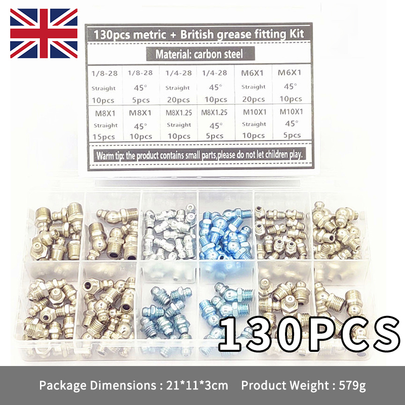 Made in the UK M8 Grease Nipples Assorted Metric Pack 10 of M6 M10 