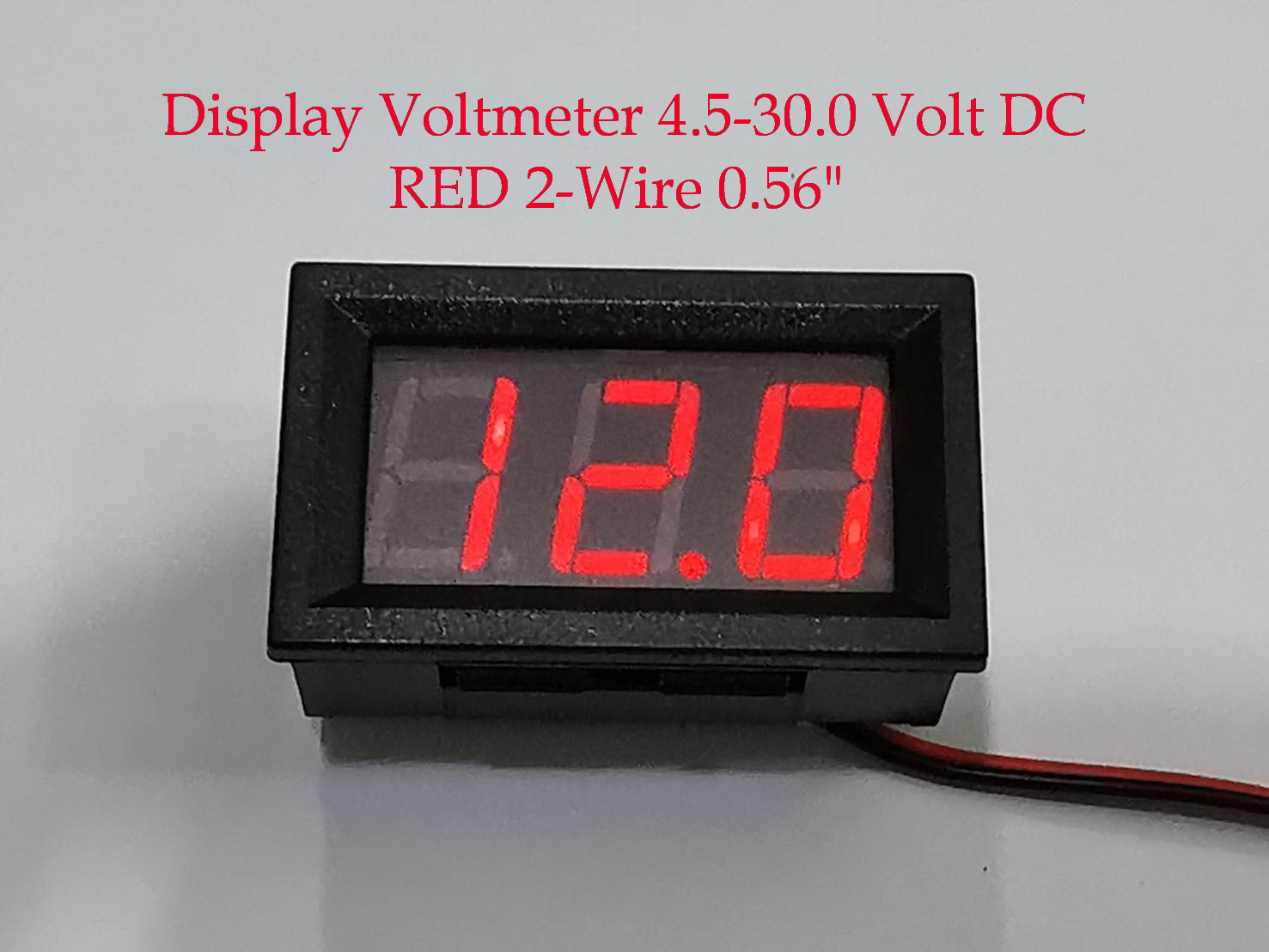 Display Digital DC.Voltmeter จอLED3หลัก ขนาด0.56 นิ้ว 2-Wire วัดแรงดัน 4.5-30.0 Volt DC  สีแดงRED