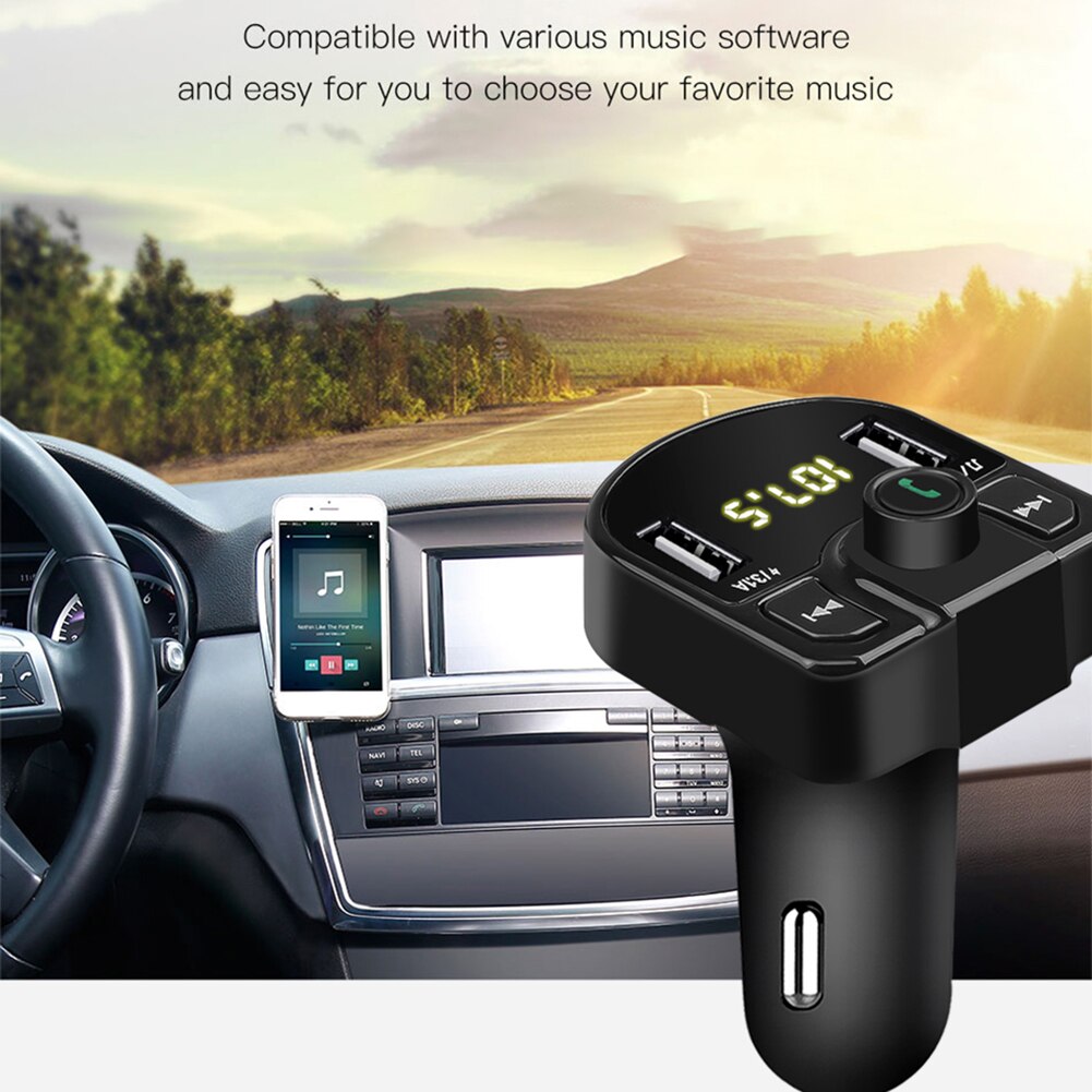 【เทรนด์มาแรง】หัวชาร์จเร็วบนรถ ที่ชาร์จในรถ 3.1A ชาร์จมือถือ ชาร์จแอนดรอยด์ 2-Ports Car Bluetooth Quick Charger เครื่องเล่น MP3 FM Transmitter ช่องเสียบ USB ในรถ