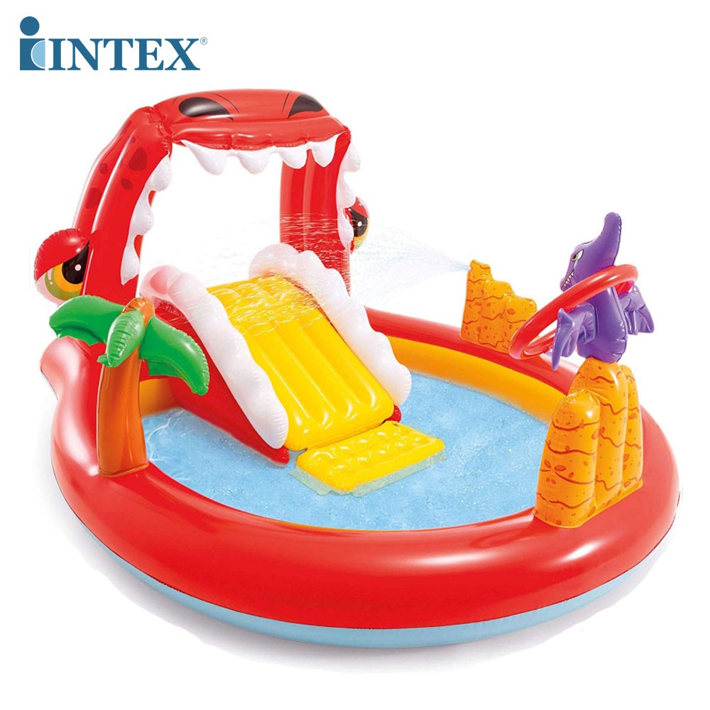 INTEX สระน้ำเป่าลม สระน้ำเด็ก สวนน้ำเป่าลม สวนน้ำสไลเดอร์ฮิปโป Happy Dino Play Center Inflatable Pool For Children ?✅?