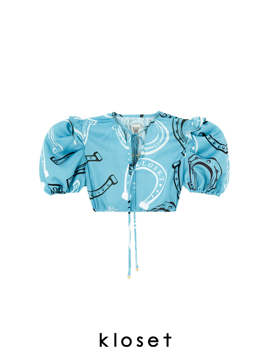 Kloset HORSESHOE CROP TOP (RS22T016) เสื้อผ้าผู้หญิง เสื้อผ้าแฟชั่น