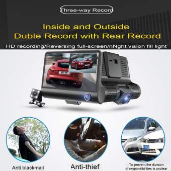 Podofo 4 ''สามทางรถกล้อง FullHD 1080 จุดวิดีโอ registrator 170 องศามุมกว้าง Dash เวบ Video Recorder G-Sensor dashcam