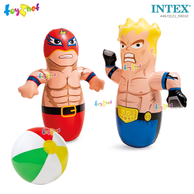 Intex ส่งฟรี ตุ๊กตาล้มลุก 3D 91 ซม. รุ่น 44672 แพ็คคู่นักมวยและนักมวยปล้ำ + บอลชายหาด