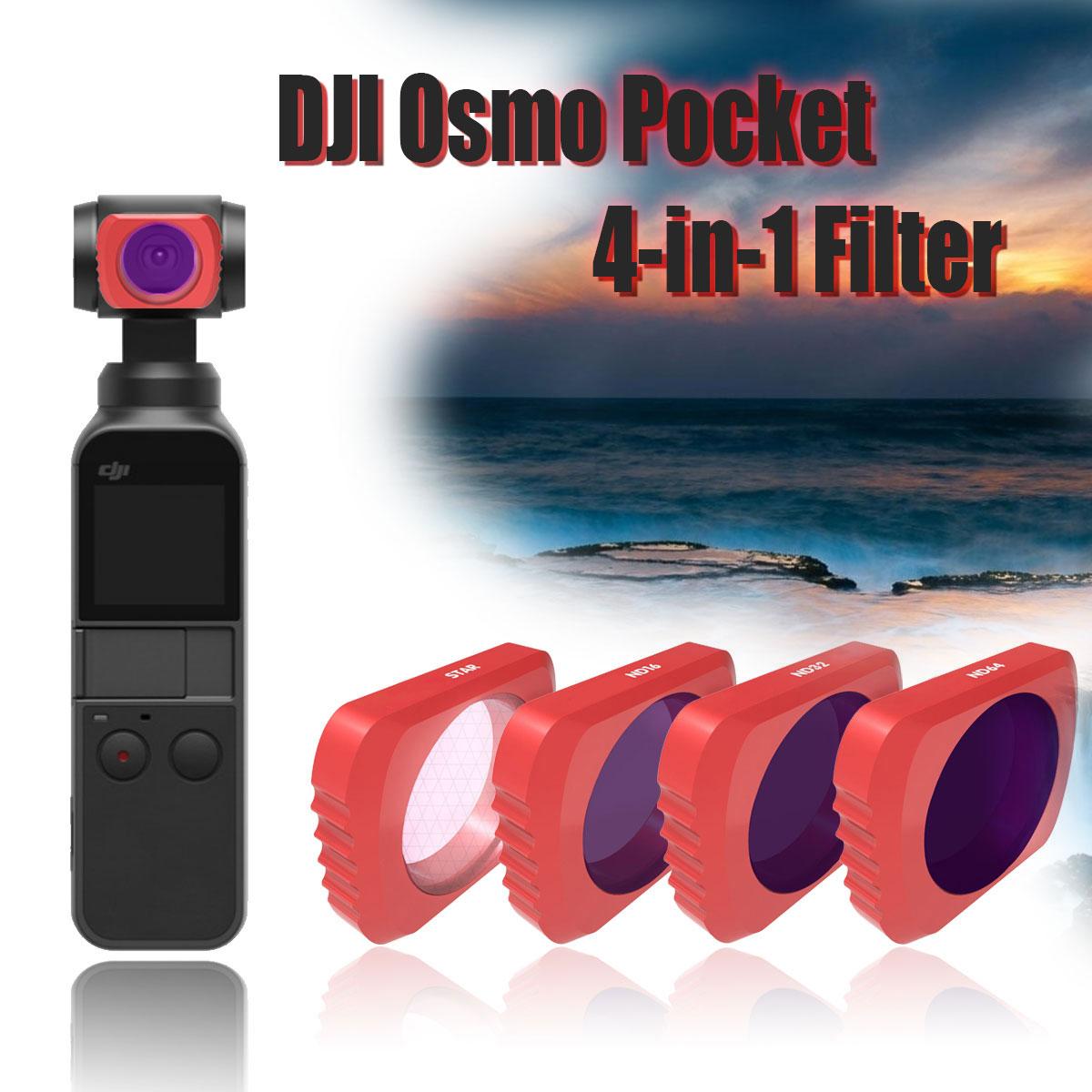 SHOOT 4-in-1 เลนส์ฟิวเตอร์ 4แบบสำหรับ DJI OSMO Pocket UV CPL ND32 Star Filter กรองแสง UV ภาพคมชัด Lens Filter For DJI Osmo Pocket