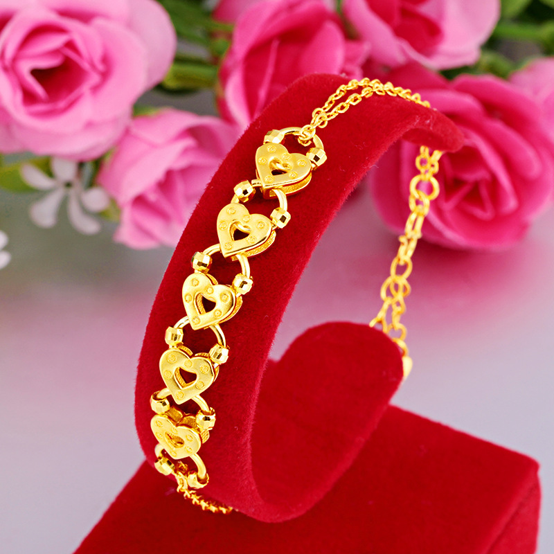 AN สร้อยข้อมือผู้หญิง ชุบทอง24K ทองเหลืองชุบทอง สร้อยข้อมือ แหวน สร้อยคอ ต่างหู D0022
