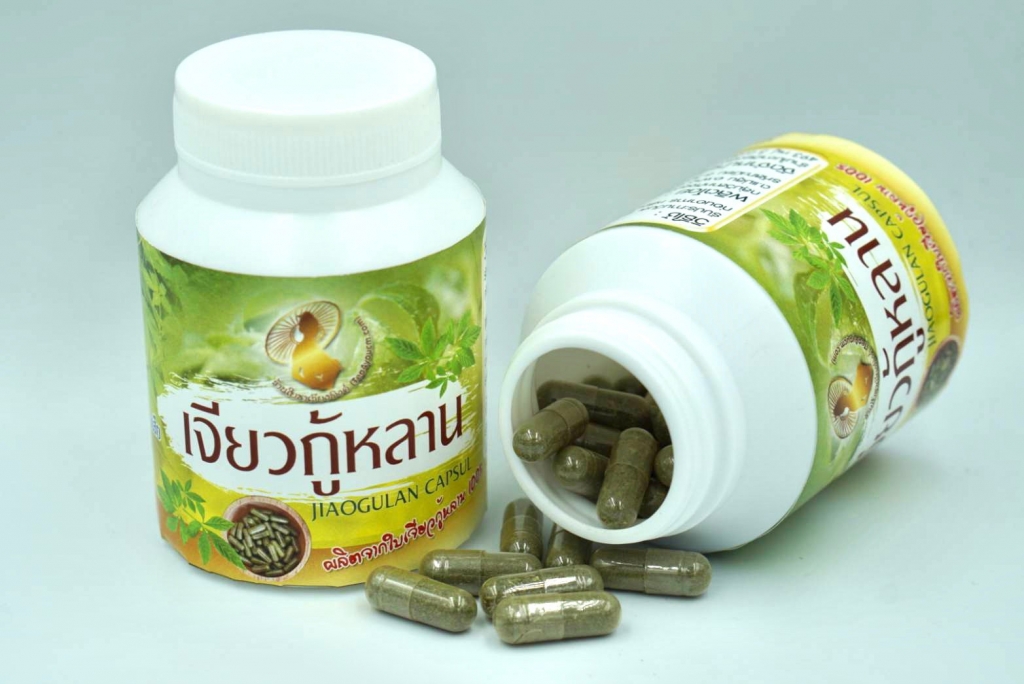 เจียวกู่หลานแคปซูล 1 ขวด บรรจุ 100 เม็ด Jiaogulan capsules สมุนไพรเจียวกู่หลาน สมุนไพรแห่งชาติ ปี 2548 ลดน้ำตาลในเลือด ลดความดัน ปรับสมดุลร่างกาย สมุนไพรเพื่อสุขภาพ