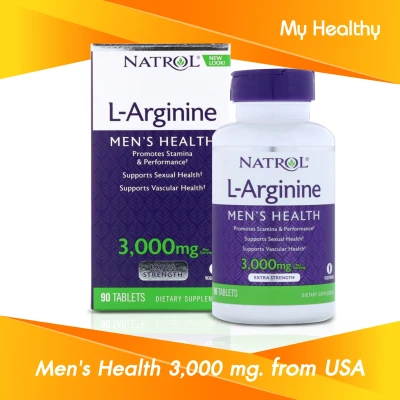 [Exp2023] แอล อาร์จีนีน Natrol, L-Arginine, Extra Strength, 3,000 mg, 90 Tablets อาหารเสริมสำหรับผู้ชาย