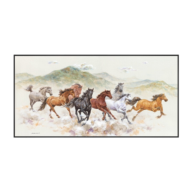 40x80CM Framed Modern 8 Running Horses Canvas Painting Abstract Art