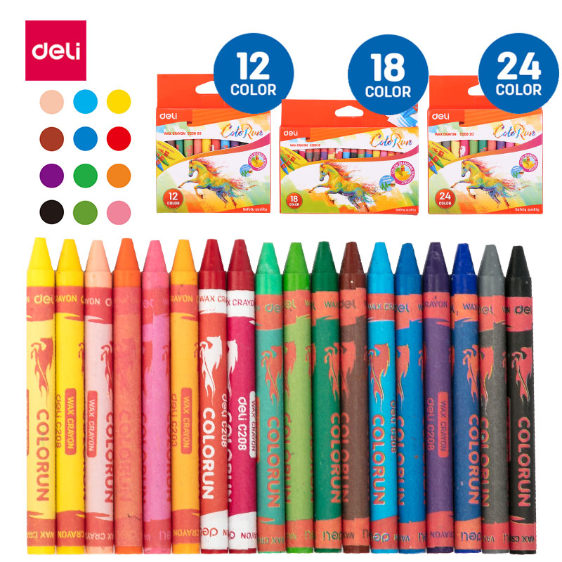 สีเทียน ดินสอสี 12/18/24สี วาด เครื่องเขียน สีสว่าง ดินสอสีเทียนสำหรับระบายสี สีวาดรูป อุปกรณ์วาดภาพ อุปกรณ์ระบายส Colorful Crayon