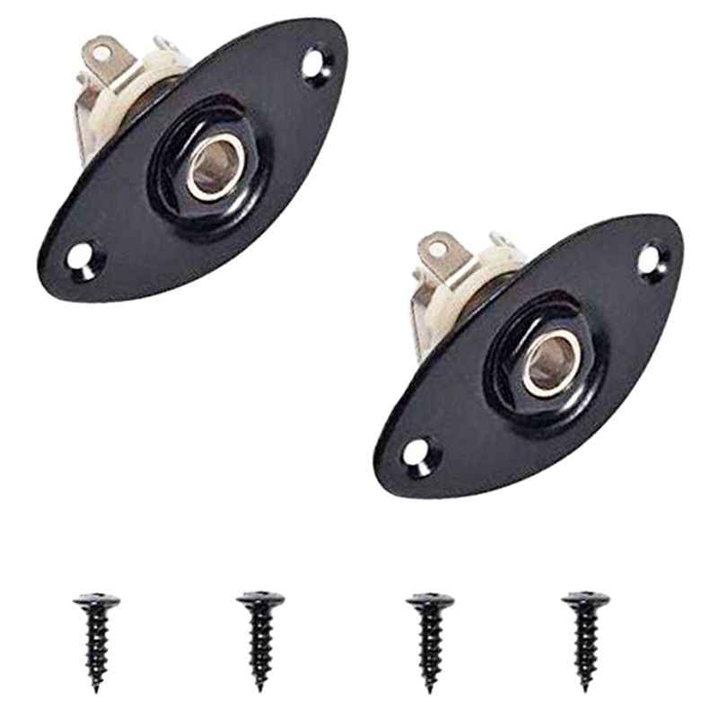 1/4Inch Oval Dented Electric Guitar Jack Output Plate Socket Jackplate,2Pack