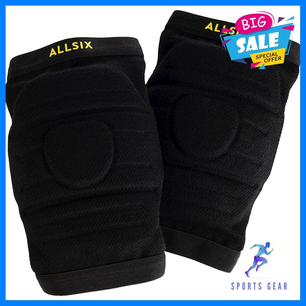 ALLSIX สนับเข่า สนับเข่าวอลเลย์บอล สนับเข่าสำหรับเล่นวอลเลย์ บอลรุ่น VKP900 (สีดำ) Volleyball วอลเลย์ วอลเลย์บอล อุปกรณ์กีฬา