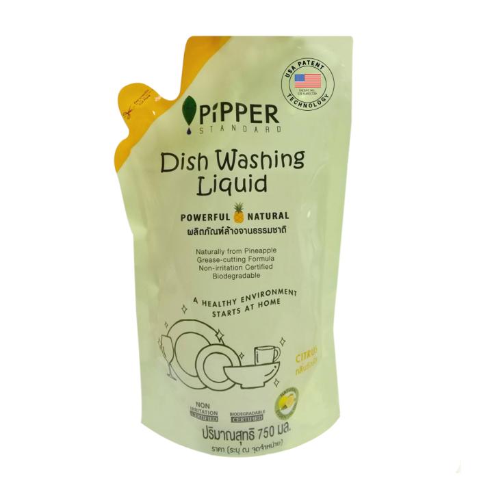 PiPPER STANDARD ผลิตภัณฑ์ล้างจานธรรมชาติ กลิ่นซิตรัส แบบถุงเติม 750 มิลลิลิตร