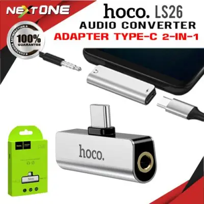 Hoco LS26. TYPE-C 2in1 Audio. Converter !! ตัวต่อพ่วงสำหรับเสียบสายชาร์จ Type-C เเละสายหูฟัง Aux