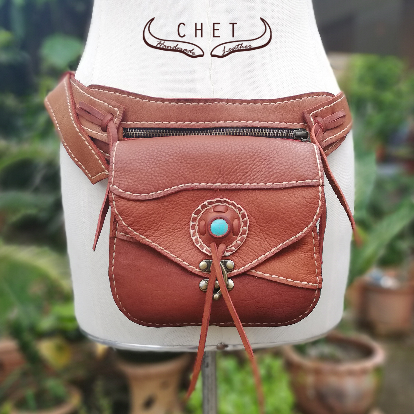 Patchwork Leather Belt Bag กระเป๋าคาดเอว คาดอก หนังวัวแท้ แฮนด์เมด