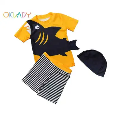 【OKLADY】Baby Boys Two Piece Swimsuits Rash Guard Short Sleeve Bathing Suit Swimwear Sets