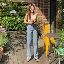 ภาพขนาดย่อของภาพหน้าปกสินค้าGirlJean Fashion Women's High Waist Drape Denim Wide Leg Trousers Loose Korean Version of The Trend of Wild Straight Slimming Casual Pants จากร้าน wardrobe บน Lazada ภาพที่ 4