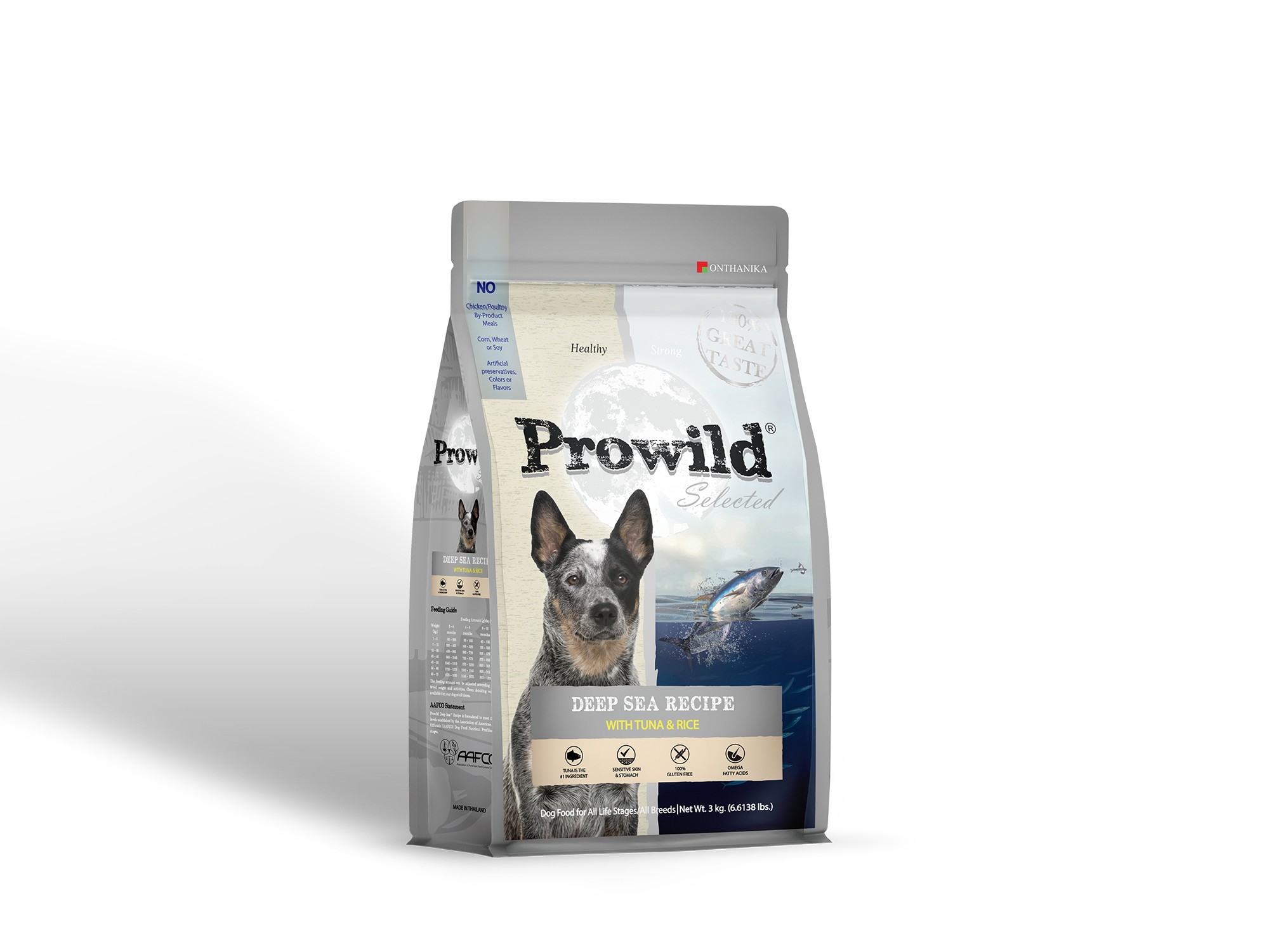 Prowild Selected Deep Sea Tuna & Rice 3 kg. อาหารสุนัขโปรไวลด์ สูตรปลาทูน่า 3 กก. สำหรับสุนัขทุกสายพันธ์ุ/ทุกช่วงอายุ