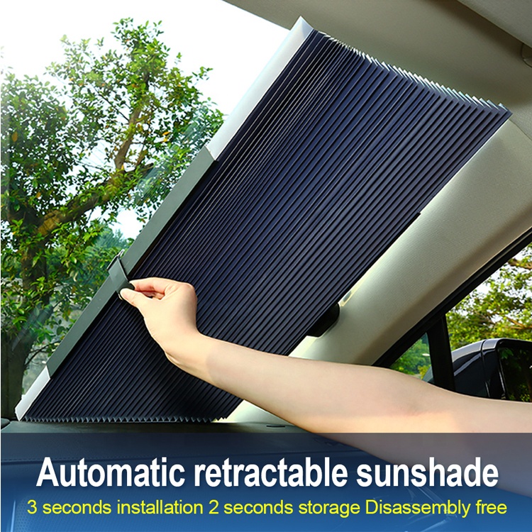 หน้าต่างรถพับเก็บได้กระจกบังแดด Shield ผ้าม่าน Auto Sun Shade บล็อก Uv รถหน้าต่าง Shade
