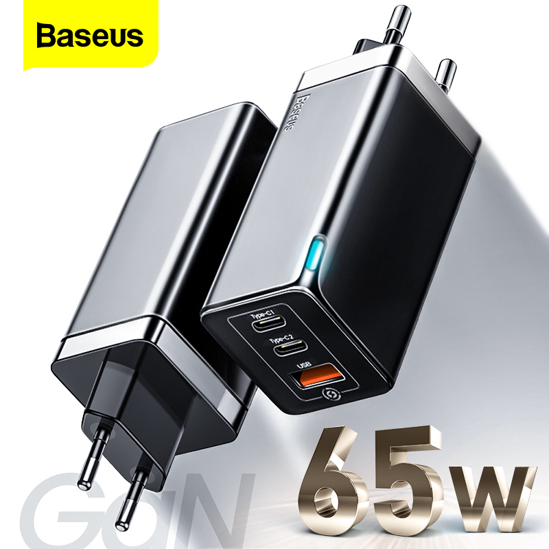 Sạc nhanh Baseus GAN 65W 4.0 3.0 AFC SCP USB PD Sạc nhanh USB cho Macbook Pro iPad iPhone 11Pro Max Samsung Huawei - EU Plug