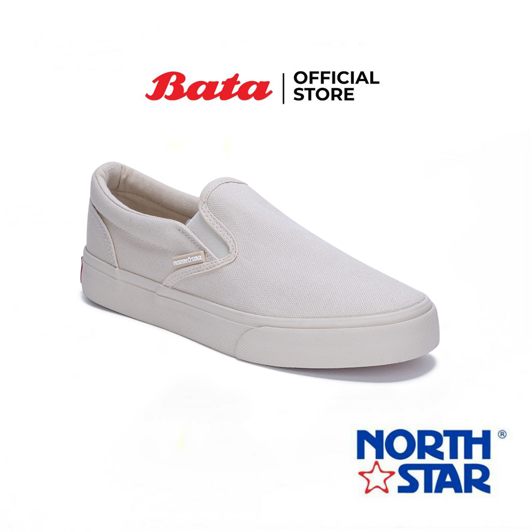 *Best Seller* Bata บาจา ยี่ห้อ North Star รองเท้าสนีกเกอร์ รองเท้าผ้าใบ รองเท้าผ้าใบทรงลำลอง Slip-On สำหรับเด็กผู้ชาย รุ่น STREET_I สีเบจ 4598188 ไซส์ UK  8 ไซส์ UK  8