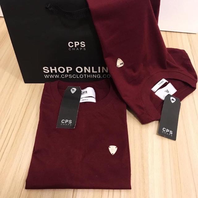 เสื้อยืดคอกลมแขนสั้นCPS CHAPS(แดงเลือดหมู)