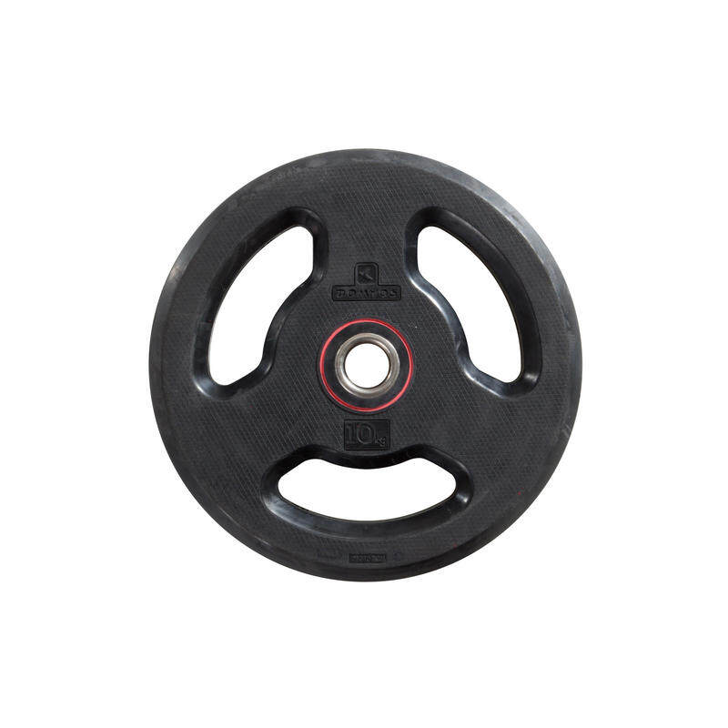 Rubber Weight Disc with Handles 28 mm - 10 kg - DOMYOS