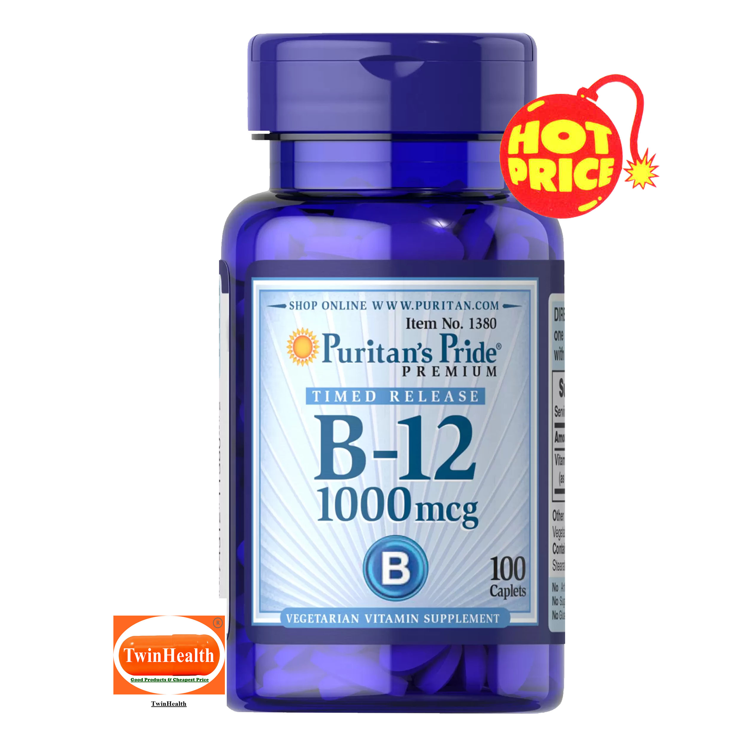 (วิตามินบี) Puritan's Pride Vitamin B-12 1000 Mcg Timed Release / 100 ...