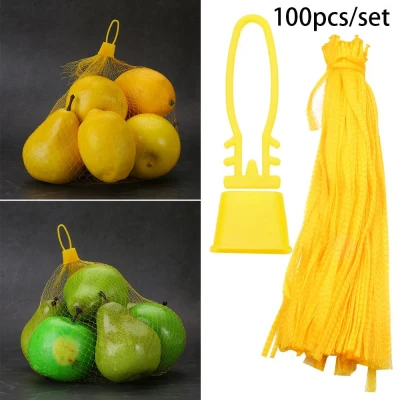 MKZ6053888 100pcs kitchen Fruits Vegetables storage Garbage Packaging Plastic Bags Mesh Bag With buckle Reusable