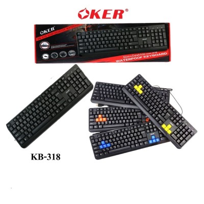 กันน้คีย์บอร์ด OKER แป้นพิมพ์ USB รุ่นKB-318 คีย์บอร์ดำบางเฉียบ + เดสก์ท็อป