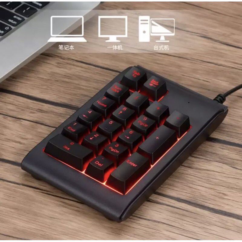 สามสีRGB Backlit USBคีย์บอร์ดกันน้ำPadมินิNumpad Multi-Functionalปุ่มดิจิตอลT3LB