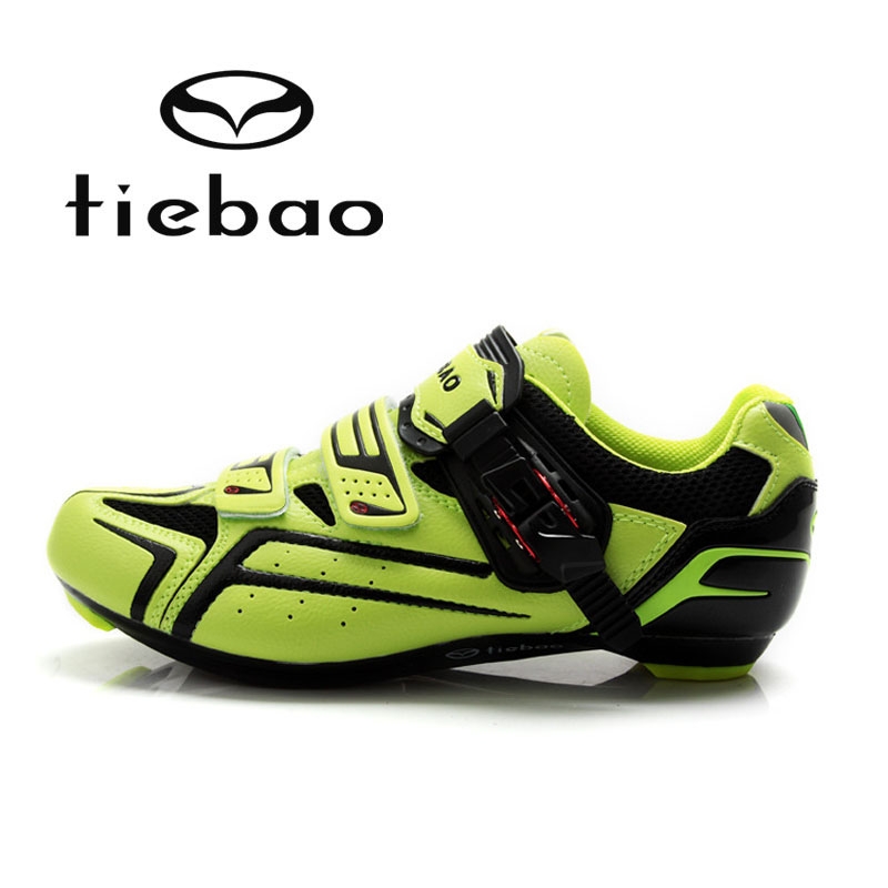 รองเท้าจักรยานเสือหมอบ TIEBAO รุ่น TB16-B1268 สีเขียวดำ ตัวรัดออโต้