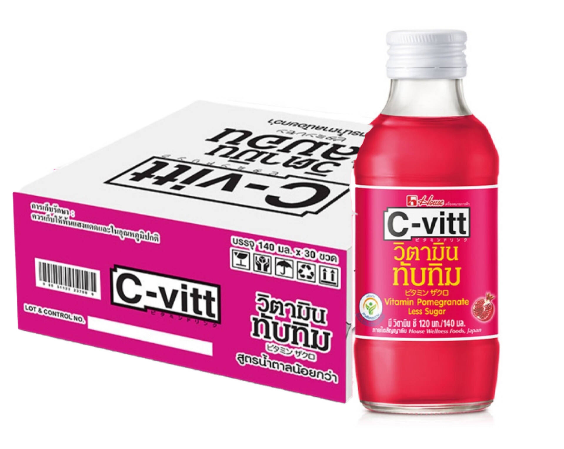 ซีวิต C-vitt เครื่องดื่มวิตามินซี รสทับทิม 140 มล. ยกลัง 30 ขวด