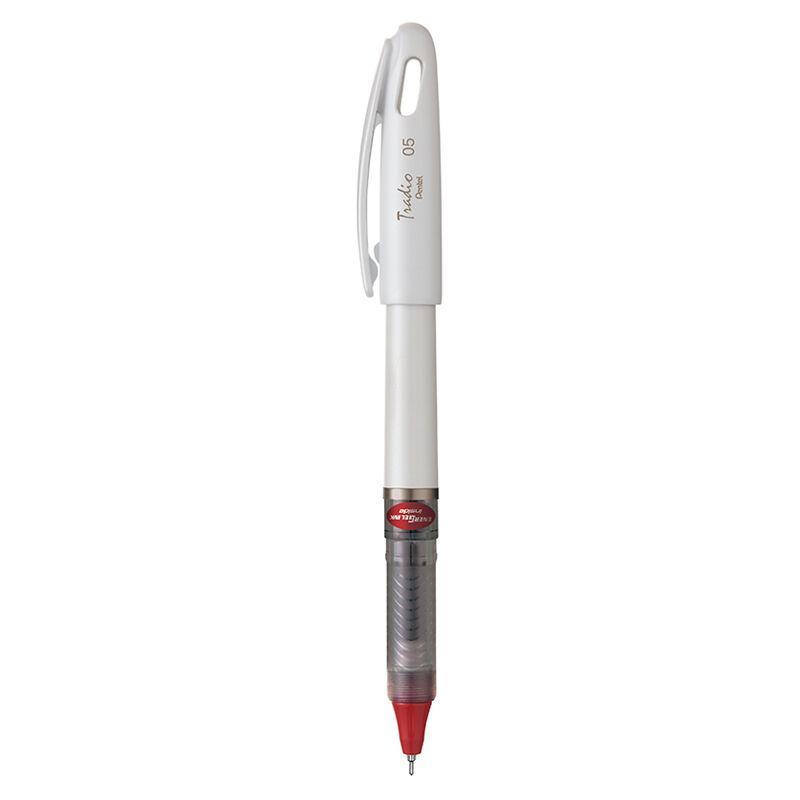 Electro48 เพนเทล ปากกาหมึกเจล รุ่น Energel Tradio BLN115W-B ขนาด 0.5 มม. ด้ามขาว หมึกสีแดง