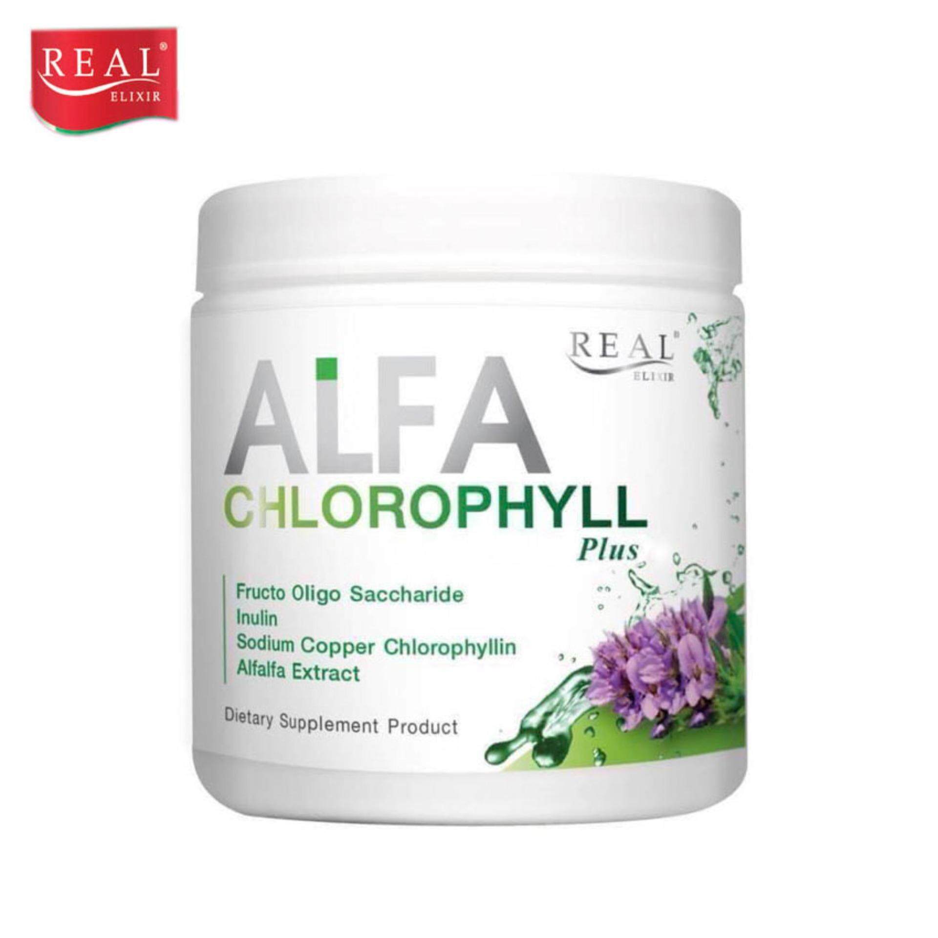 Real Elixir Alfa Chlorophyll Plus 100 g. เรียล อิลิคเซอร์ อัลฟ่า คลอโรฟิล ช่วยขับสารพิษออกจากร่างกาย ปรับสมดุลระบบขับถ่าย