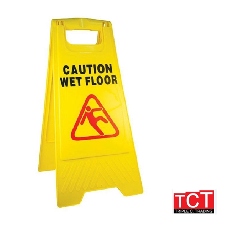 ป้ายเตือนกันลื่น Caution Wet floor สีเหลือง อุปกรณ์ทำความสะอาด